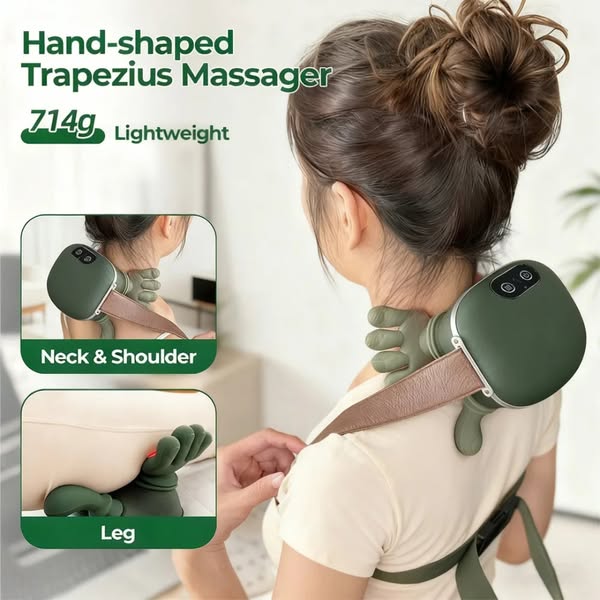 Hand-Shaped Trapezius Massager With Heat Therapy